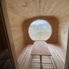 Quadrosauna kreisförmiges Panoramafenster im Ruheraum