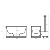 CAD Zeichnung mit Bemaßungen der 2-fach Wanne (Ofuro) mit externem Ofen