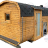 Quadrosauna von außen mit Außenofen